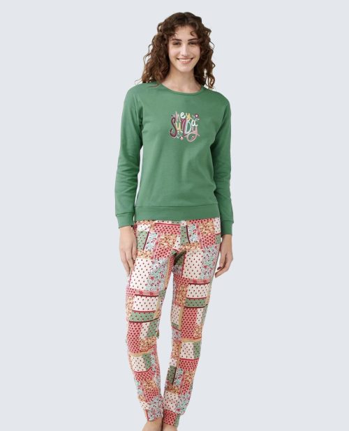 Πυτζάμα Interlock με Vintage Patchwork Μοτίβο